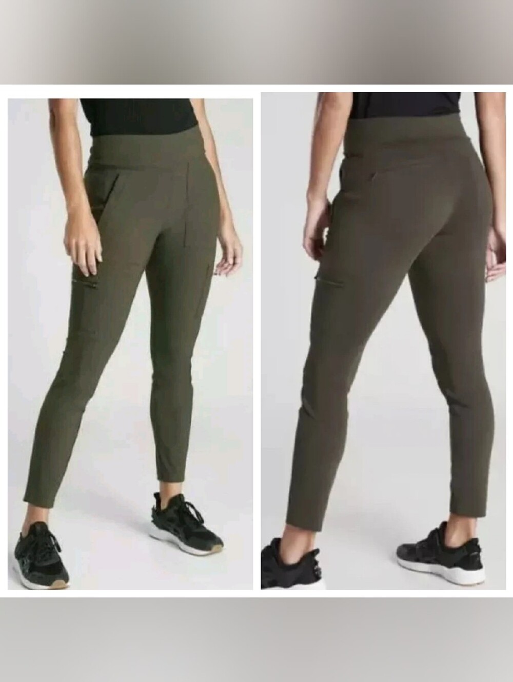 Athleta Headlands Hybrid Cargo Tight Pants Pull On Green Size 8 Hiking Trekking - Picture 2 of 16